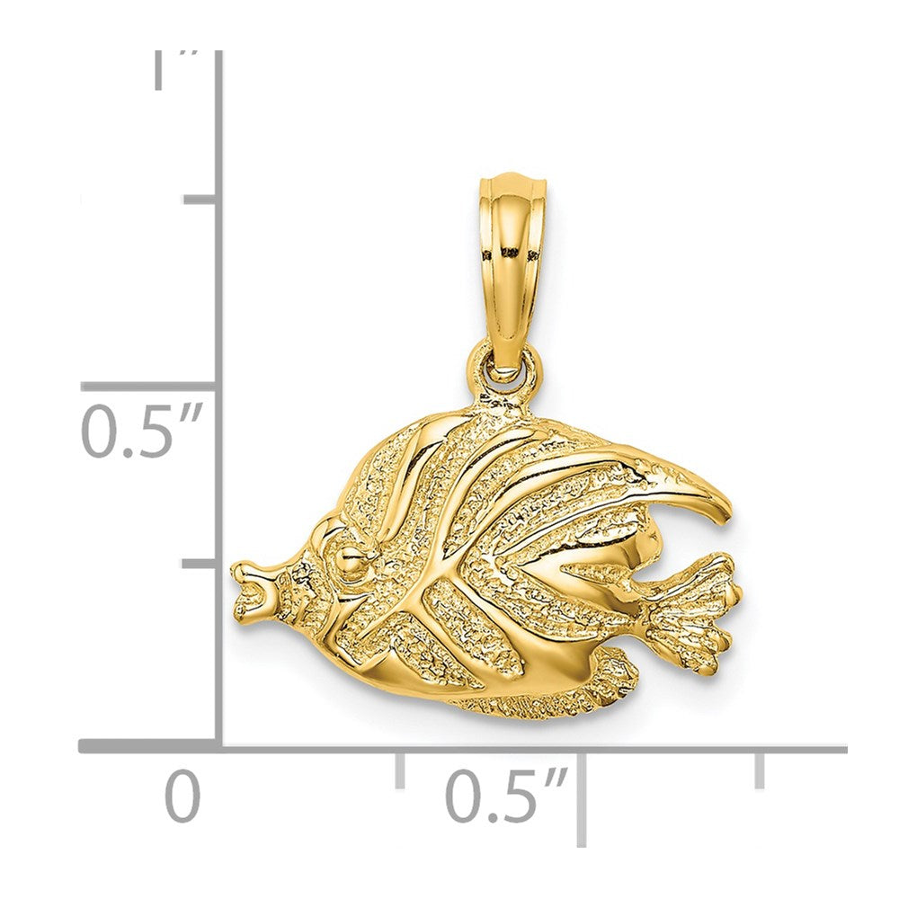 14K Polished Engraved Fish Charm