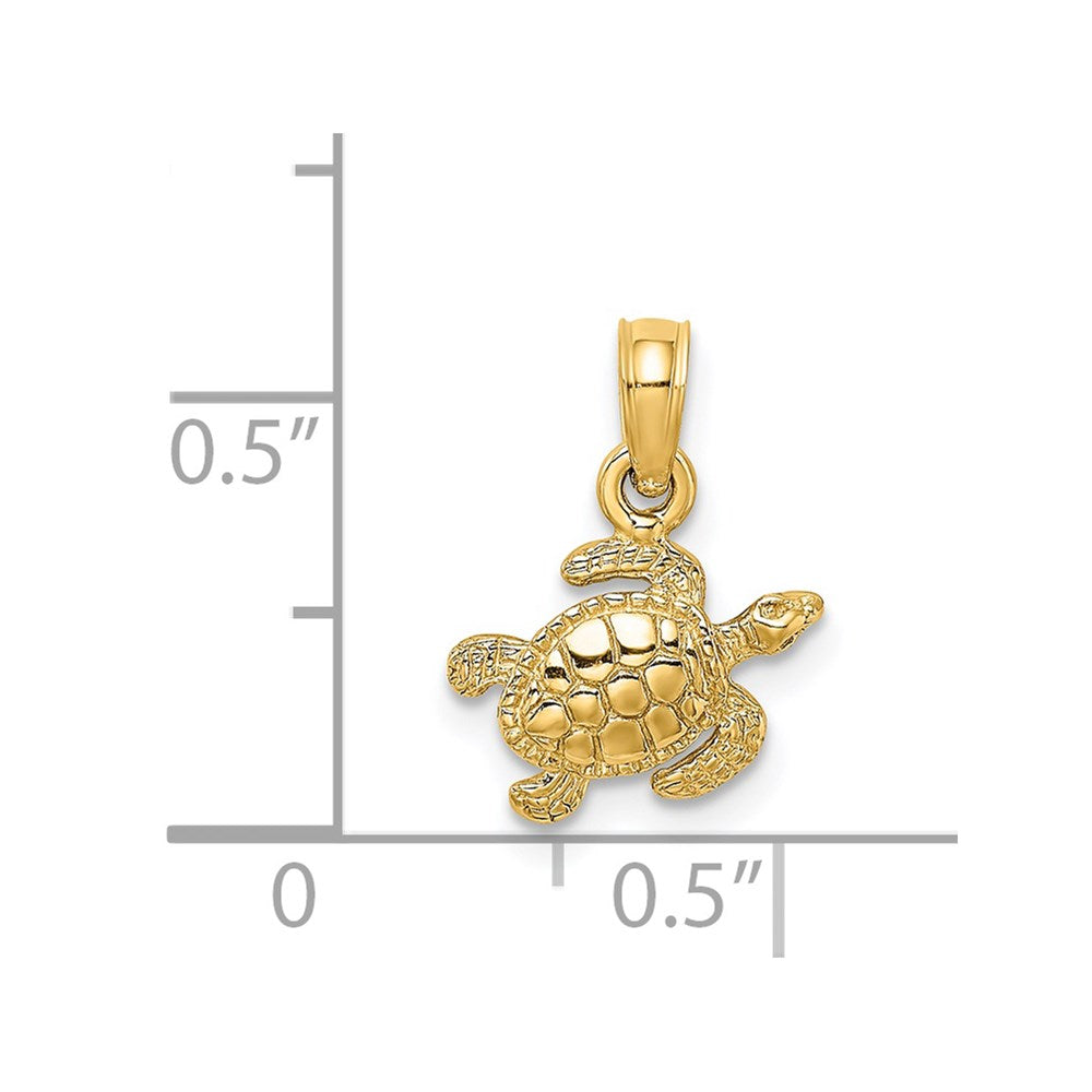 14K Textured Sea Turtle Charm