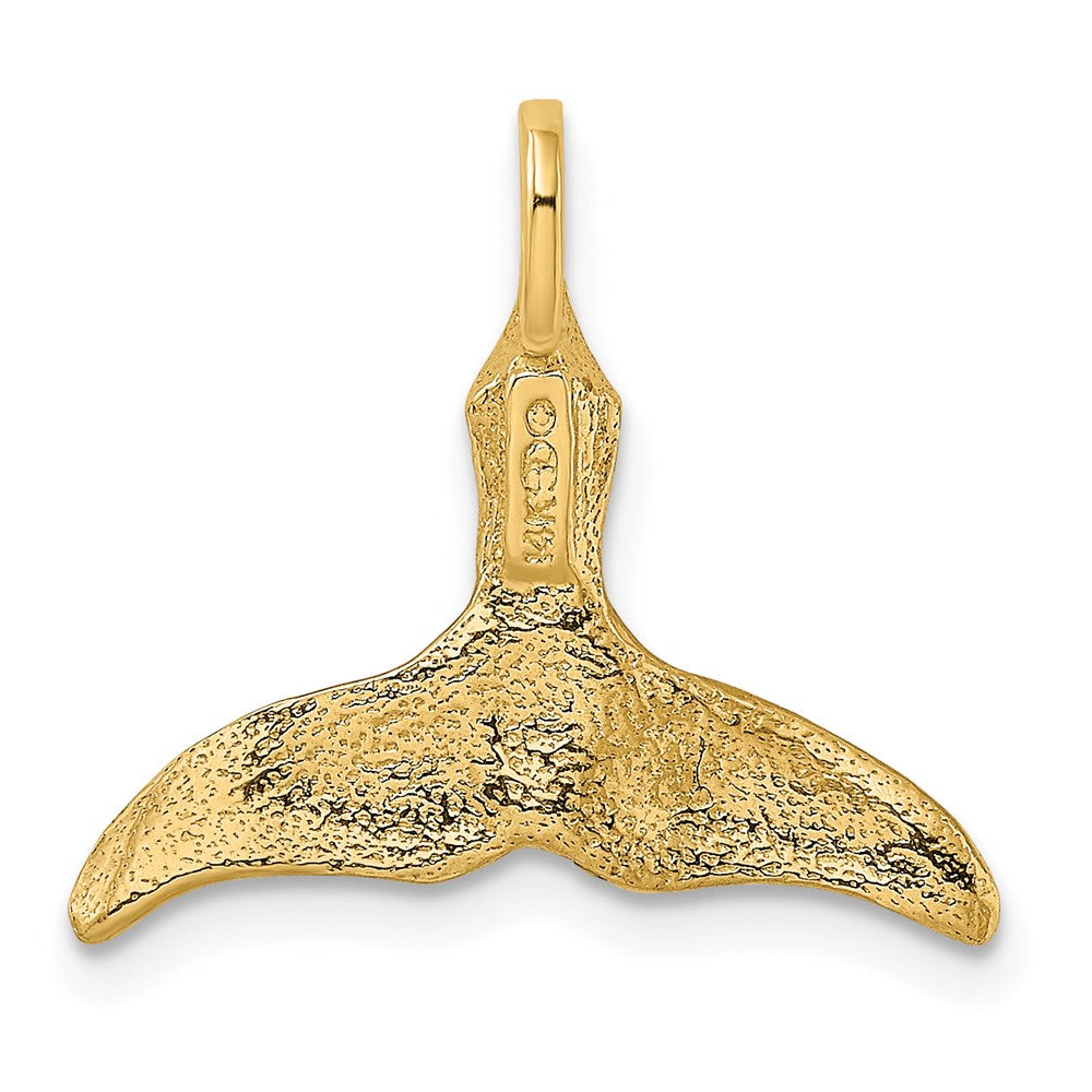14K 3-D Polished Whale Tail Charm