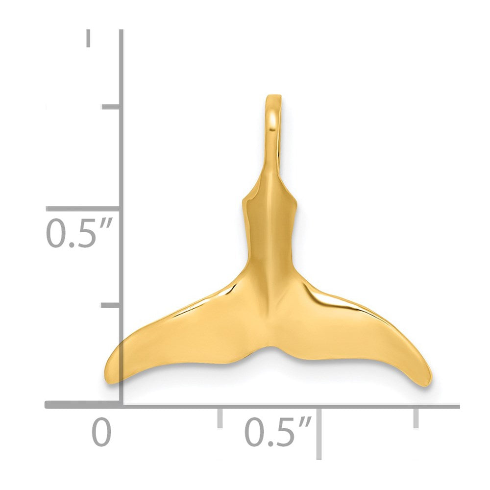 14K 3-D Polished Whale Tail Charm