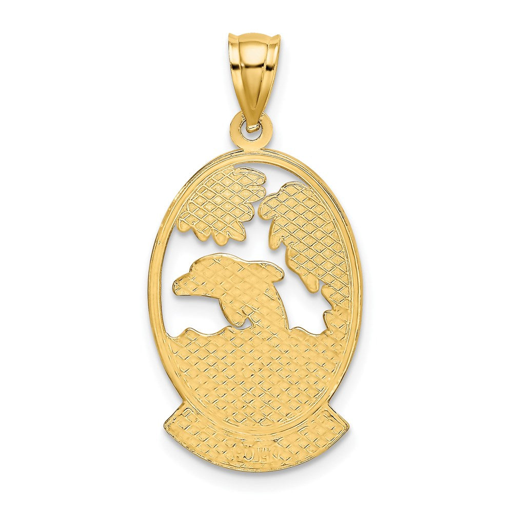 14K HAWAII w/ Dolphins in Waves Charm