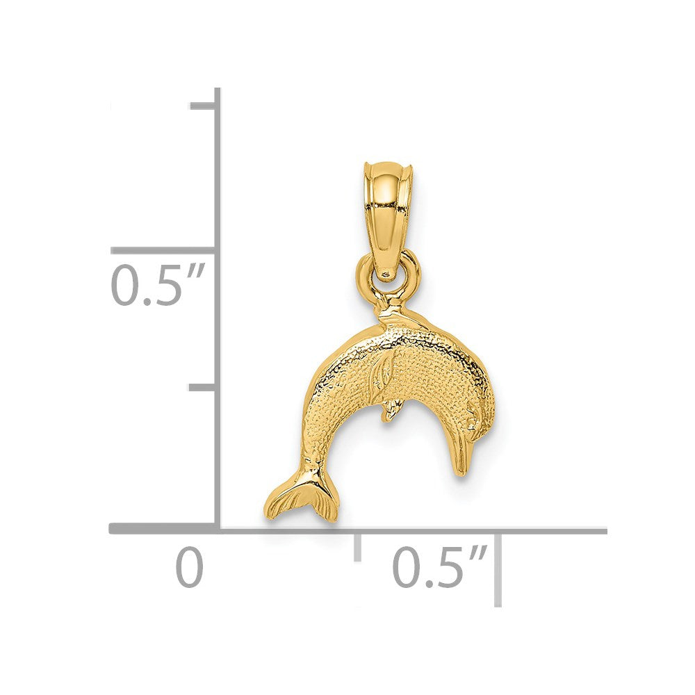 14K Textured Mini Dolphin Jumping Charm