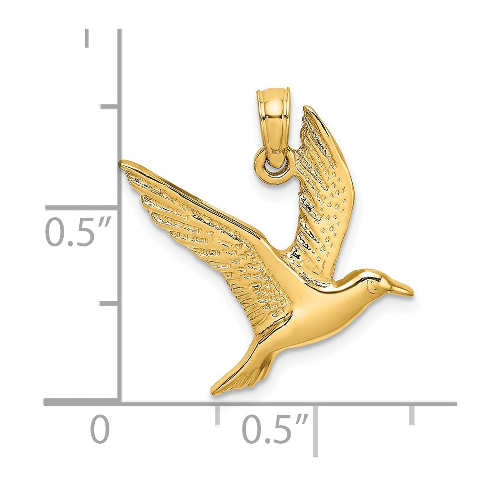 14K Polished Flying Seagull Charm
