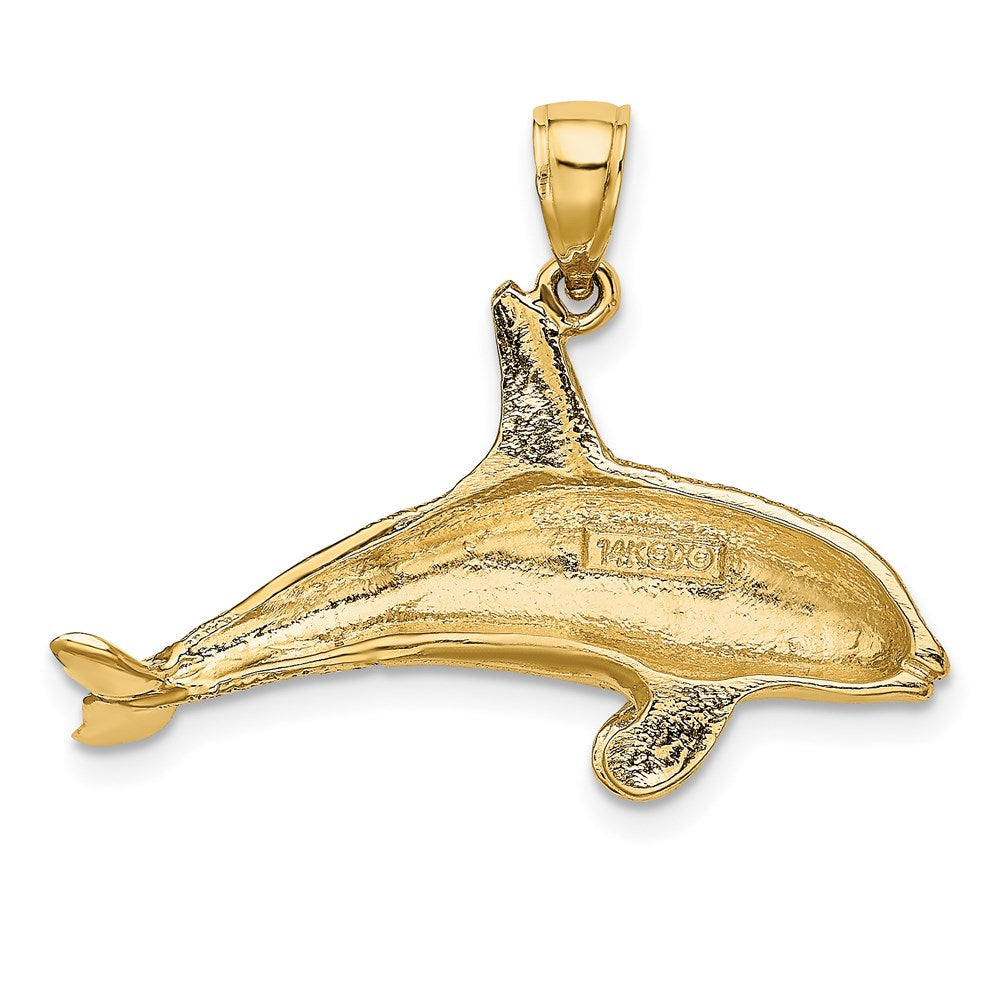 14K 2-D Textured Killer Whale Charm