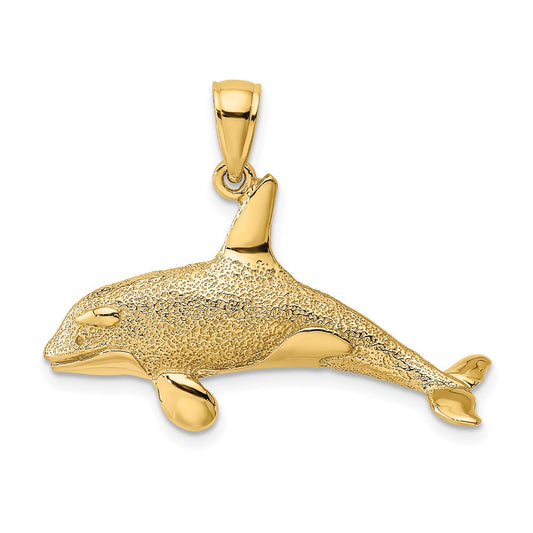 14K 2-D Textured Killer Whale Charm