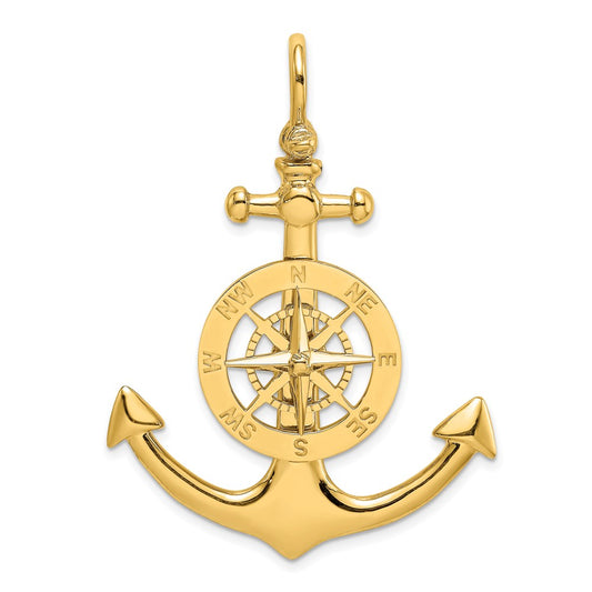 14K Large Anchor w/ Nautical Compass Charm