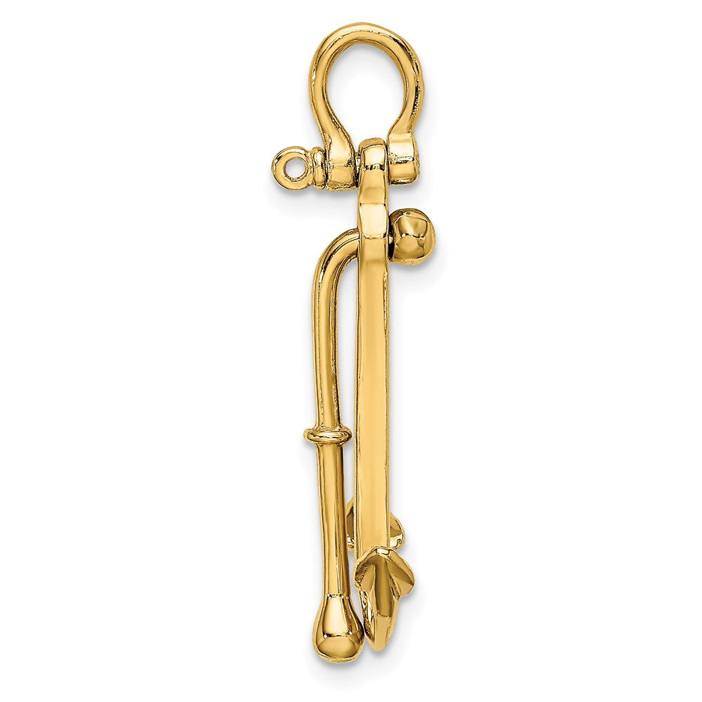 14K 3-D Polished Anchor 2 Piece and Moveable Charm