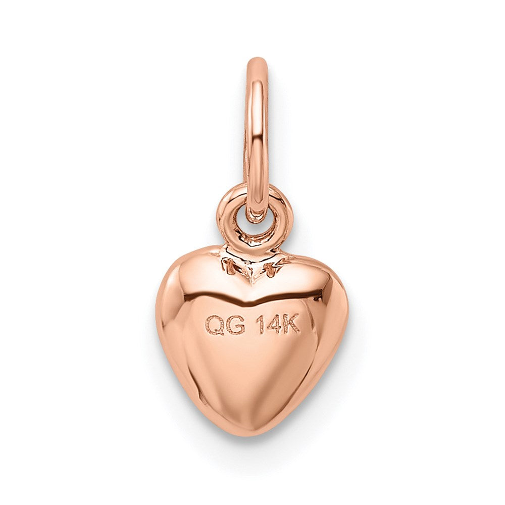 14K Rose Polished 3-D Puffed Heart Charm