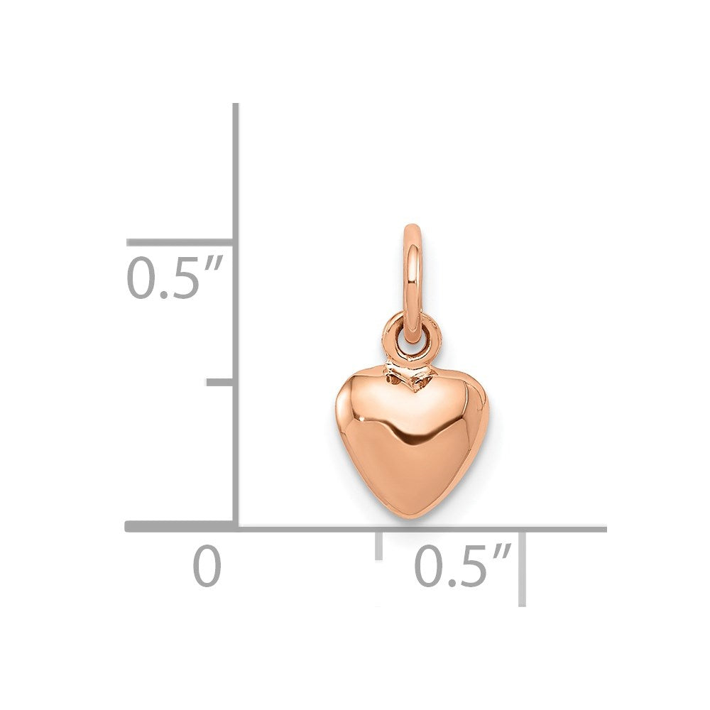14K Rose Polished 3-D Puffed Heart Charm