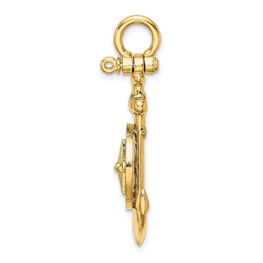 14K 3-D Small Anchor w/ Nautical Compass Charm
