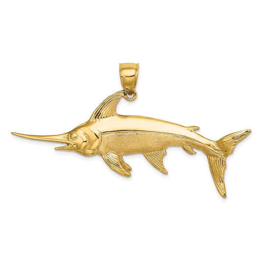 14K 3-D Polished/Satin Swordfish Charm