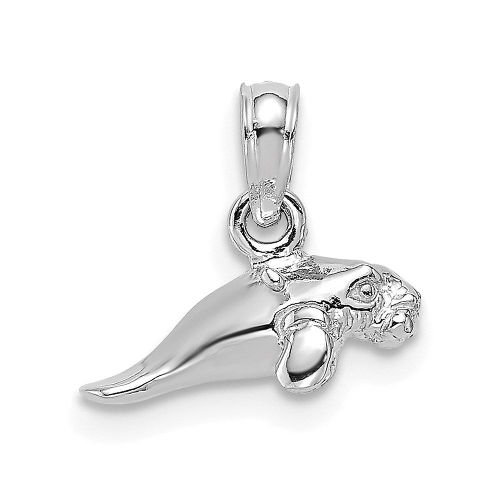 14K White Gold 3-D Polished Mini Manatee Charm