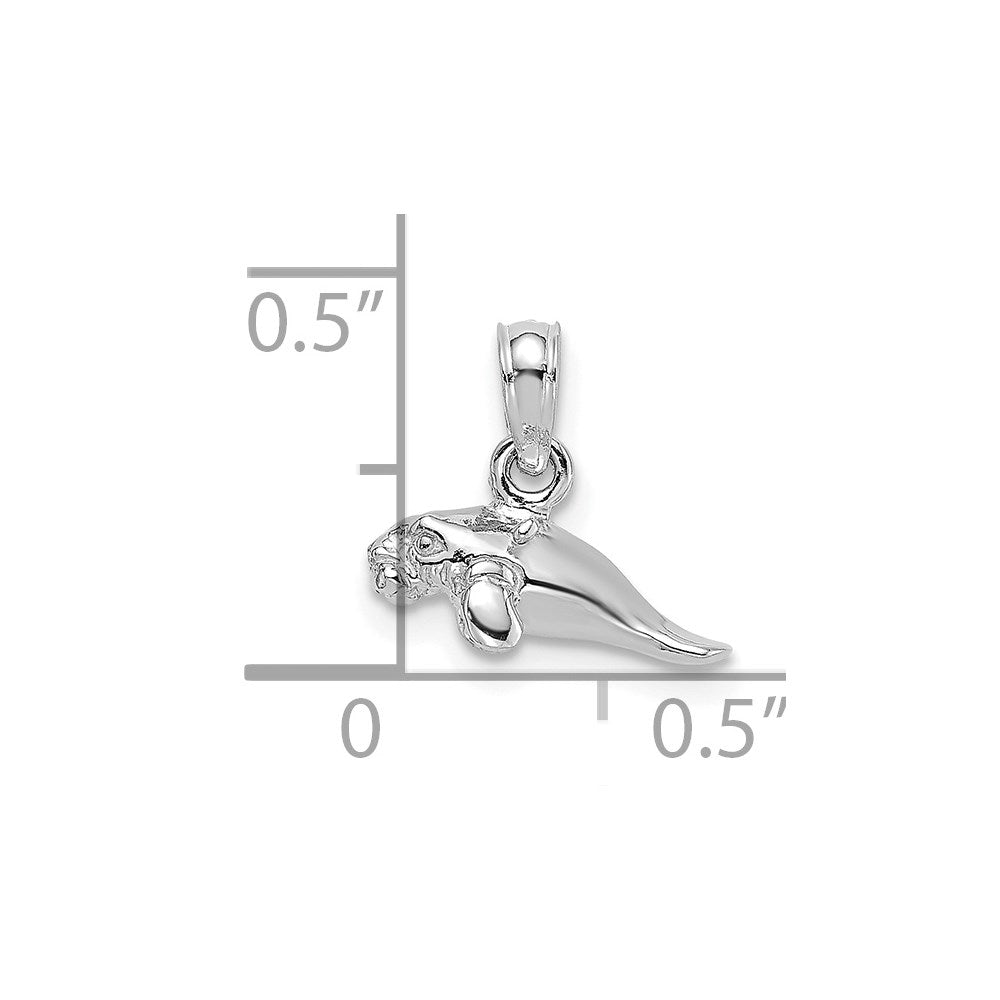 14K White Gold 3-D Polished Mini Manatee Charm