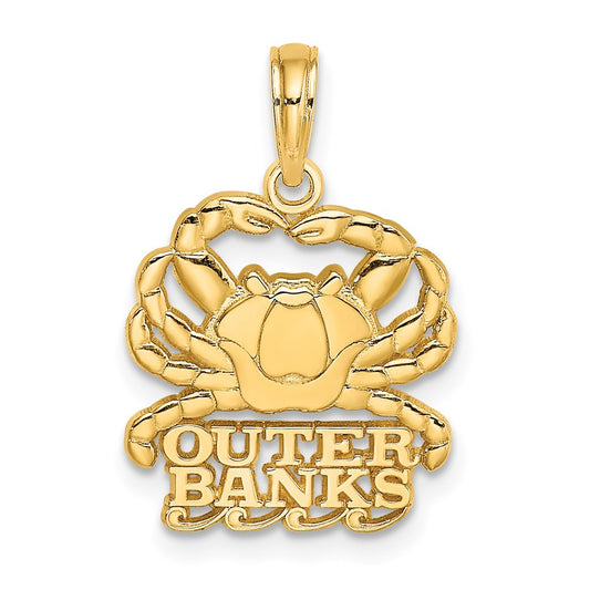 14K Polished OUTER BANKS Crab Charm