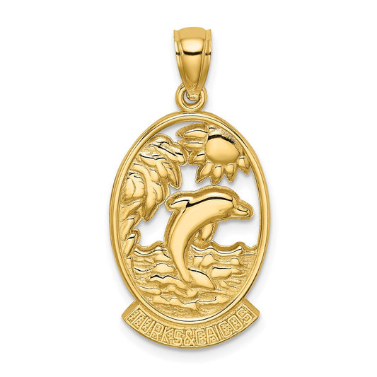 14K TURKS AND CAICOS w/Dolphin Sunset Scene Charm