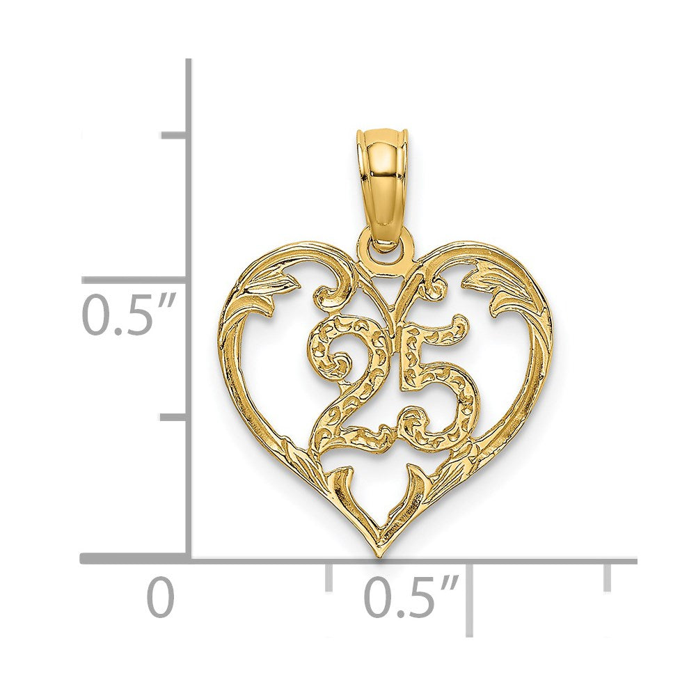 14K 25 In Heart Charm