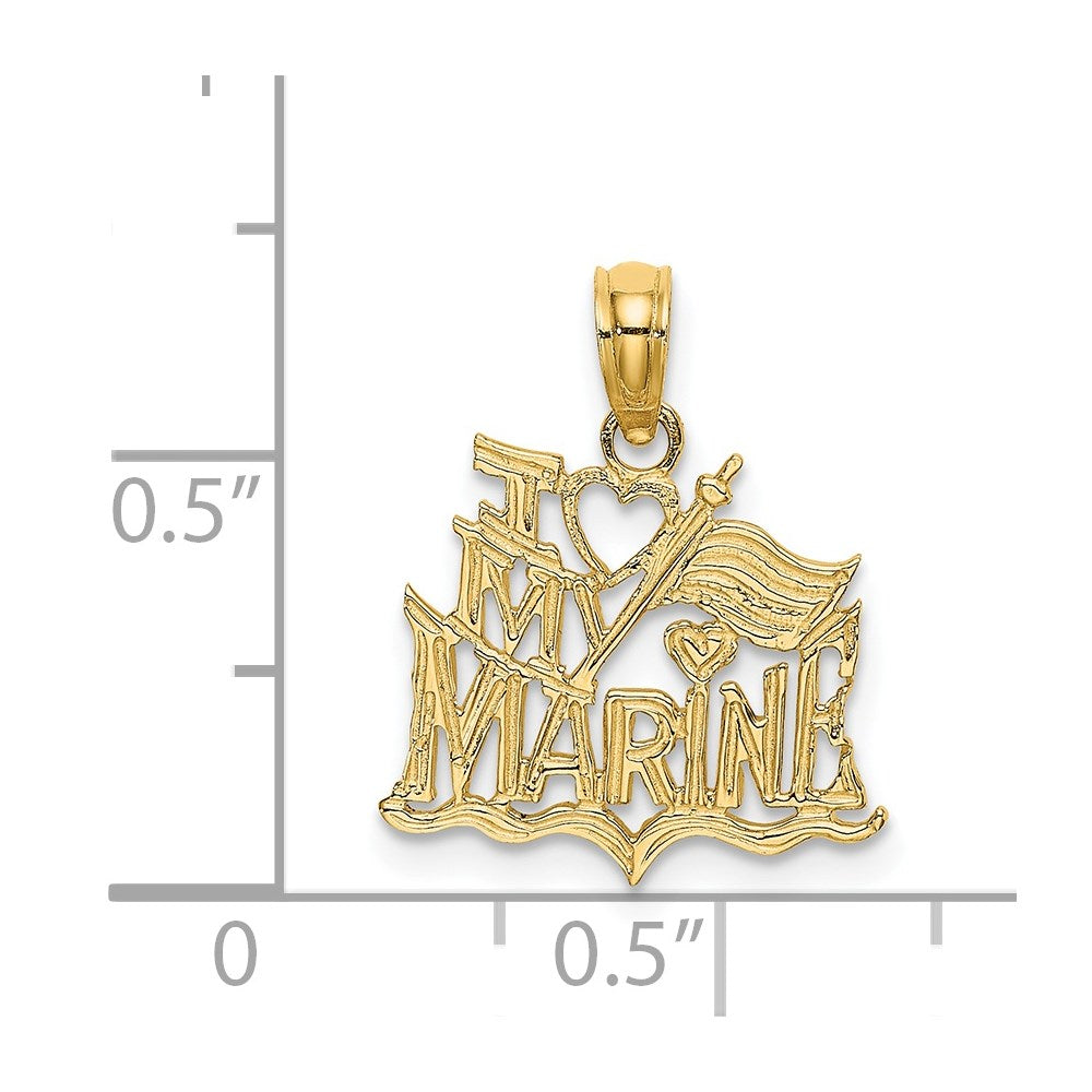 14K I LOVE MY MARINE Pendant