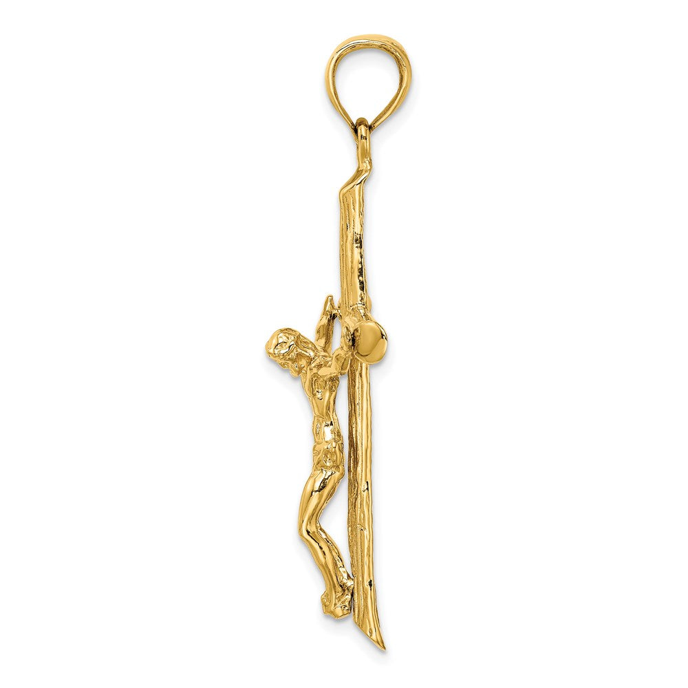 14K Textured Crucifix Charm