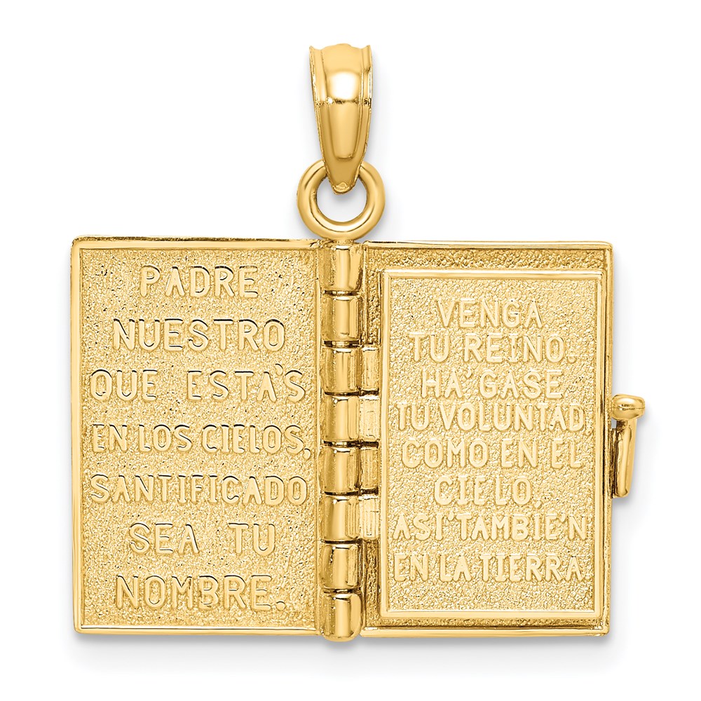 14K 3-D Moveable Santa Biblia Book/Spanish Bible Charm