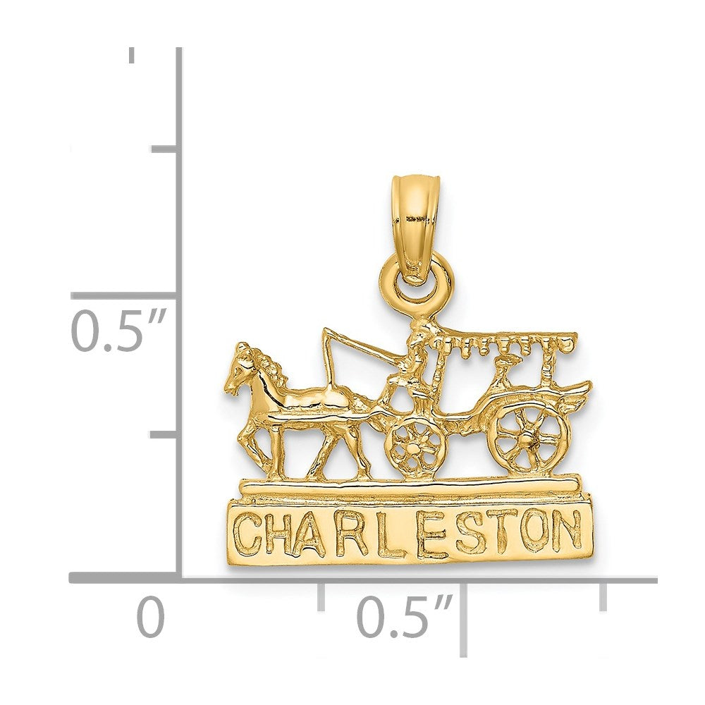 14K CHARLESTON Horse and Cart Charm