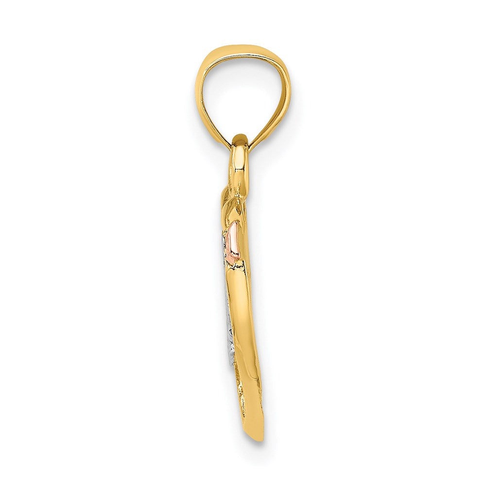14k Yellow and Rose Gold w/ White Rhodium LOVE Heart w/ Arrow Charm
