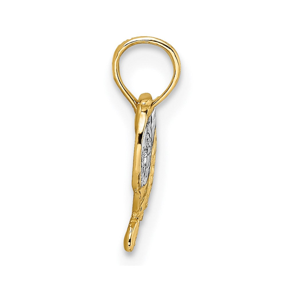 14k with White Rhodium Saddle Pendant