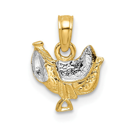 14k with White Rhodium Saddle Pendant