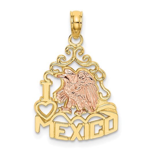 14k Two-tone I HEART MEXICO  w/ Eagle Charm