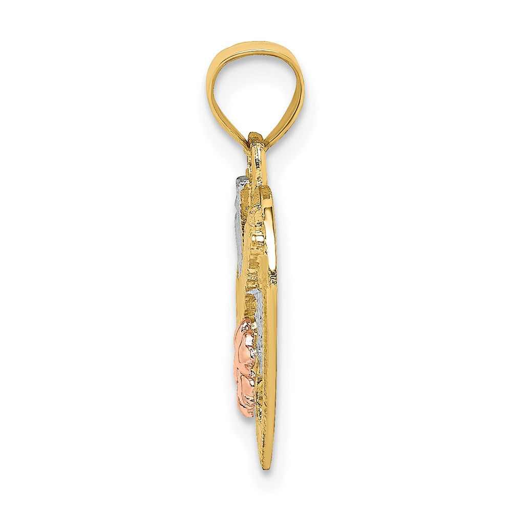 14k Two-tone  White Rhodium #1 GRANDMA In Heart Charm