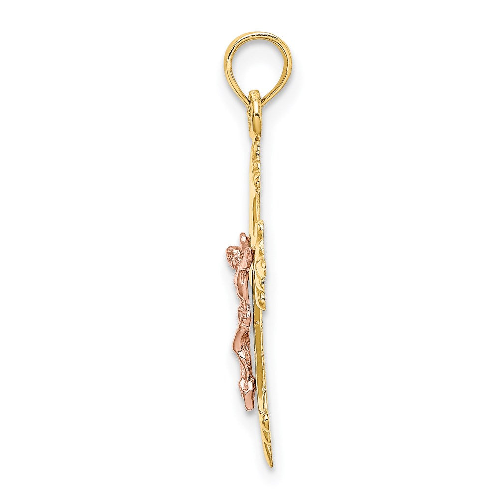 14K Two-Tone Crucifix Charm