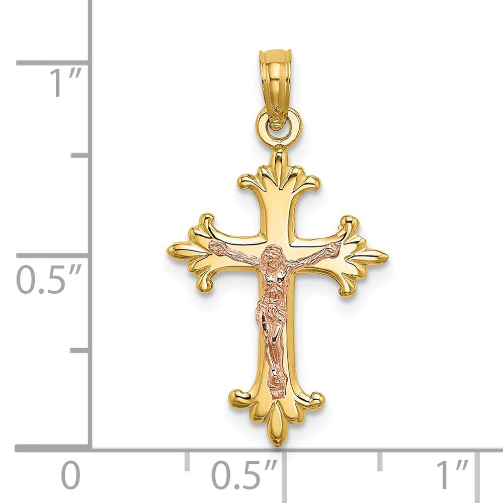 14K Two-Tone Crucifix Charm