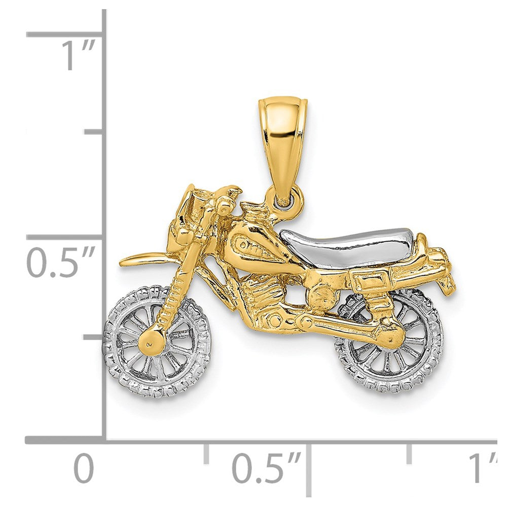 14k Two-tone 3-D Moveable Dirt Bike Motorcycle Charm