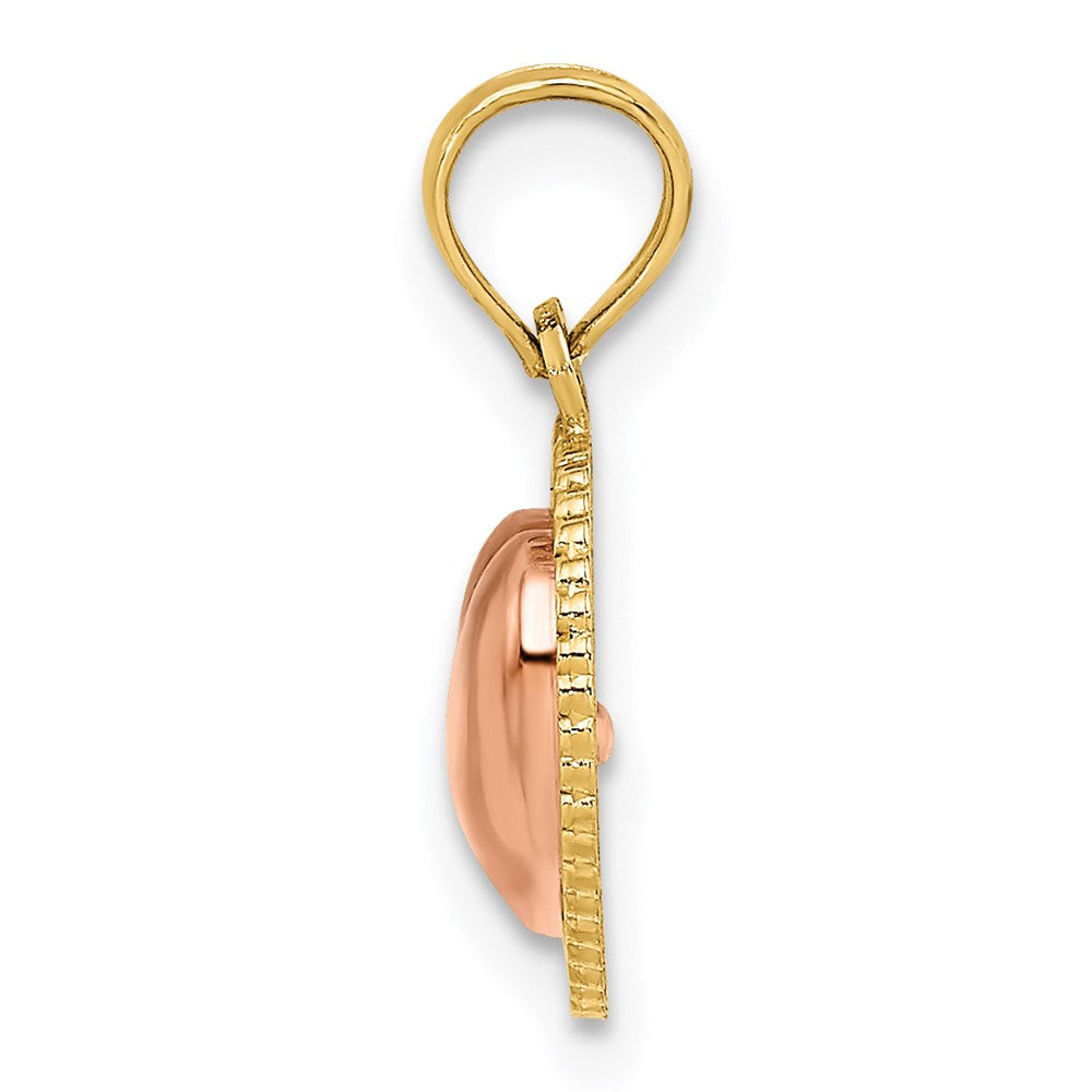14k Yellow and Rose Gold Polished Heart Beaded Charm