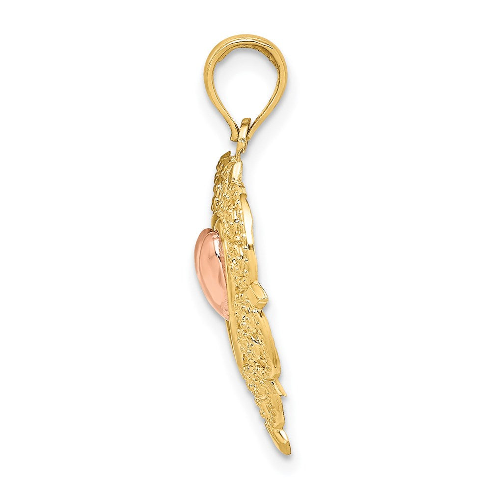 14k Yellow and Rose Gold Heart w/ Lace Trim Charm