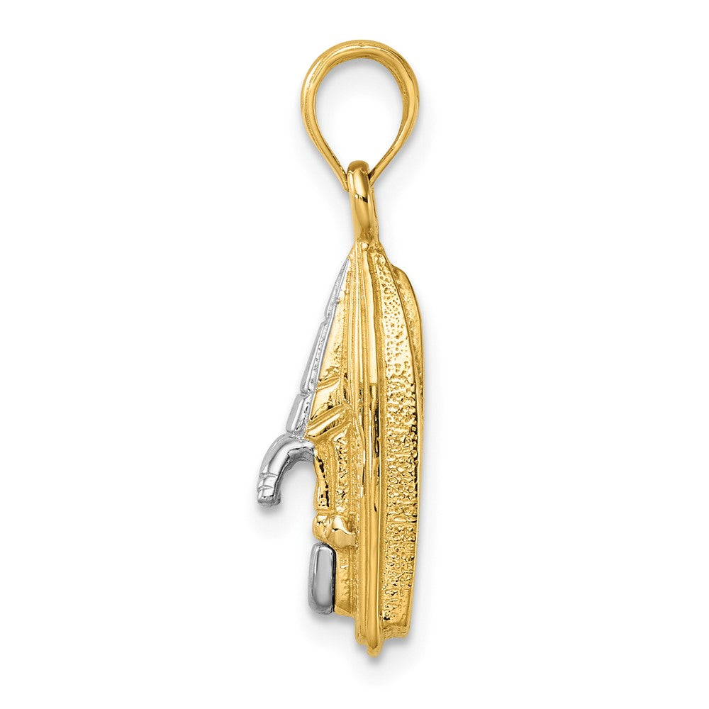 14K w/Rhodium 3-D Wave Runner W/ Moveable Seat Charm