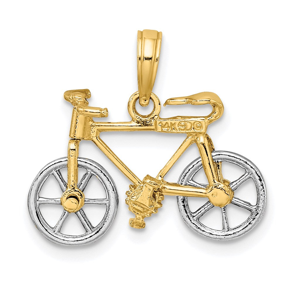 14k Two-tone 3-D Bicycle w/ Moveable Tires Charm