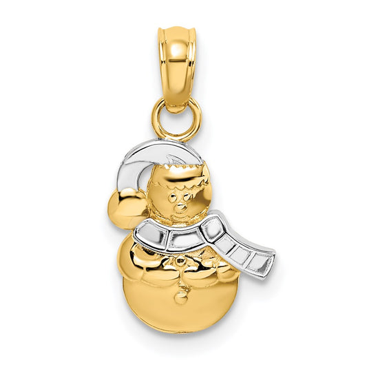 14k w/Rhodium Snowman Charm