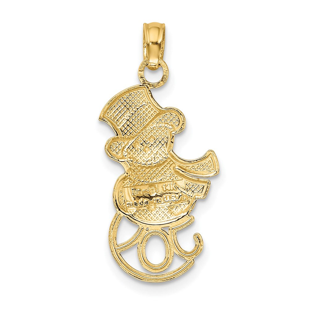 14K and Rhodium Snowman w/Joy Pendant