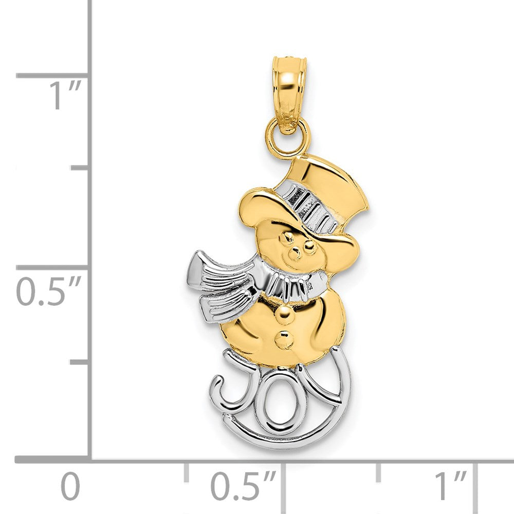 14K and Rhodium Snowman w/Joy Pendant