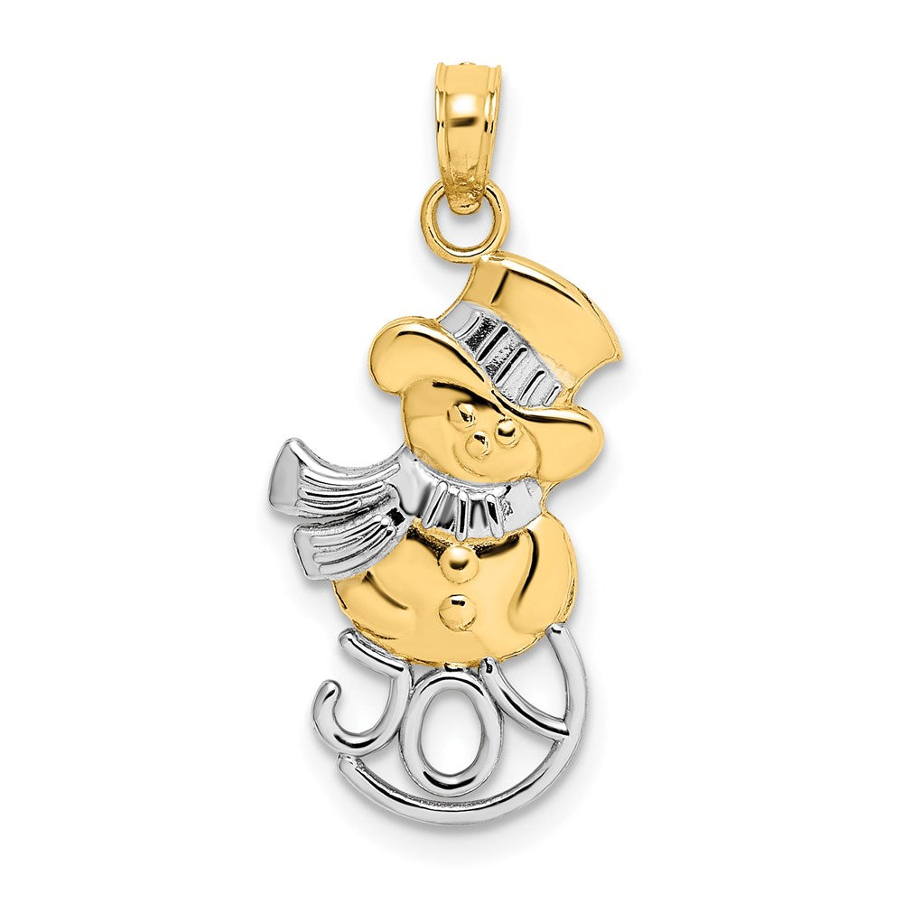 14K and Rhodium Snowman w/Joy Pendant