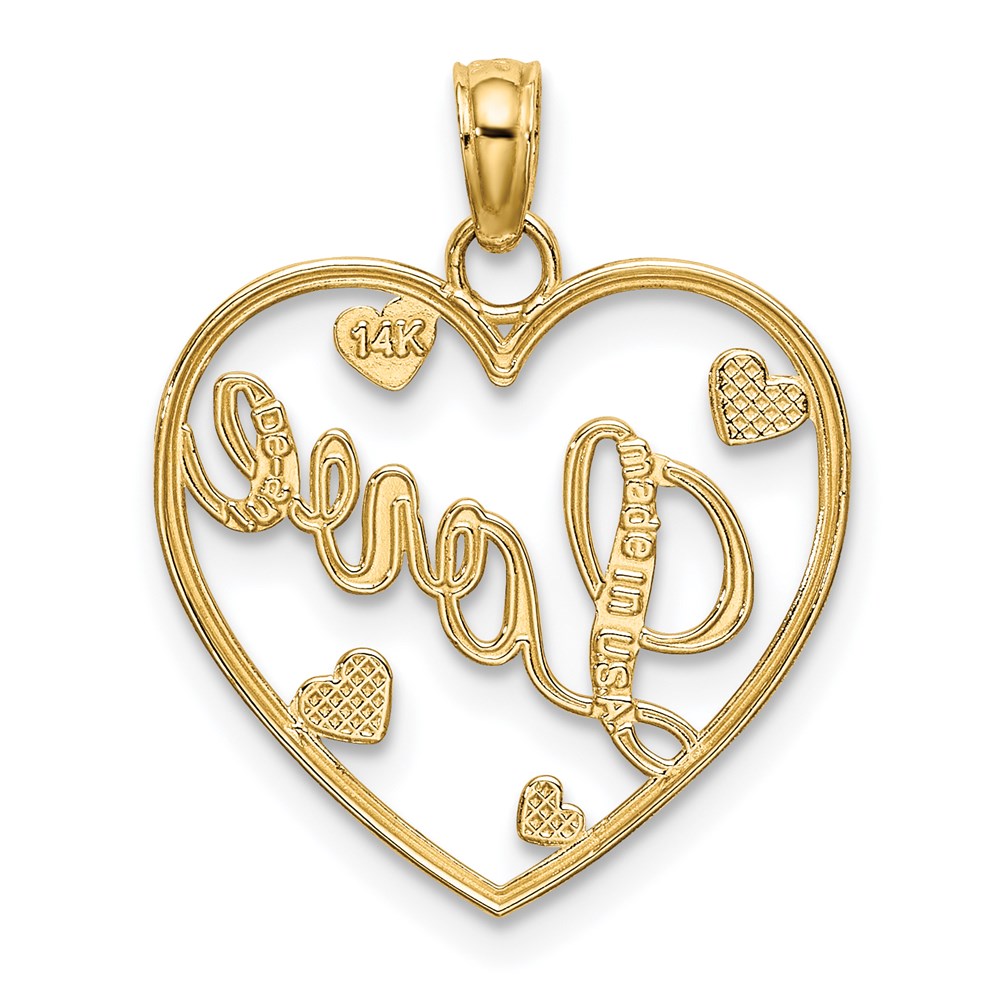 14k w/Rhodium LOVE w/Hearts Pendant