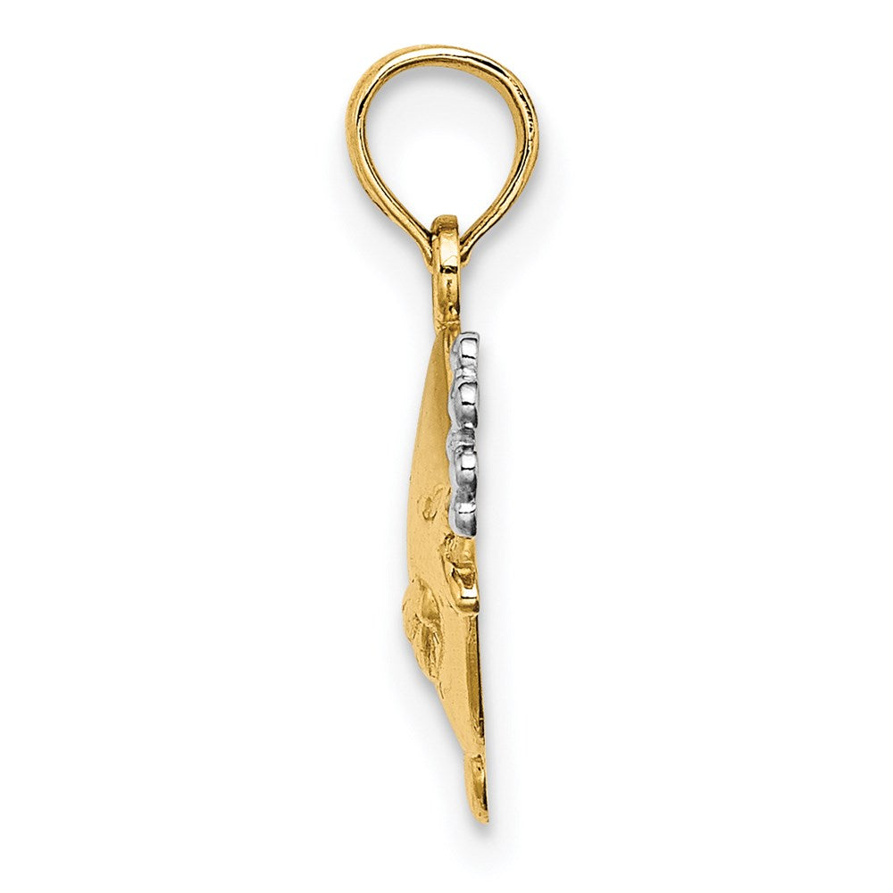 14k with White Rhodium 2-D Fish w/ Bubbles Charm