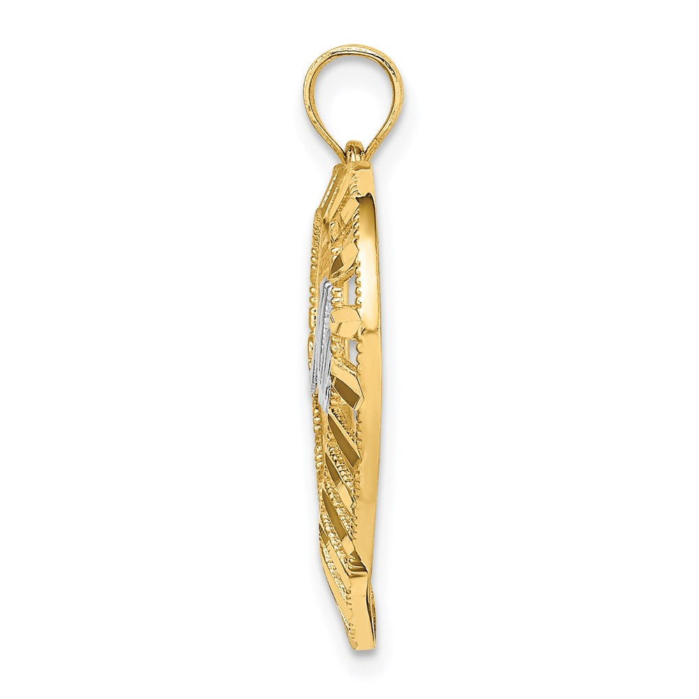 14k w/Rhodium MADRE  in Heart Charm