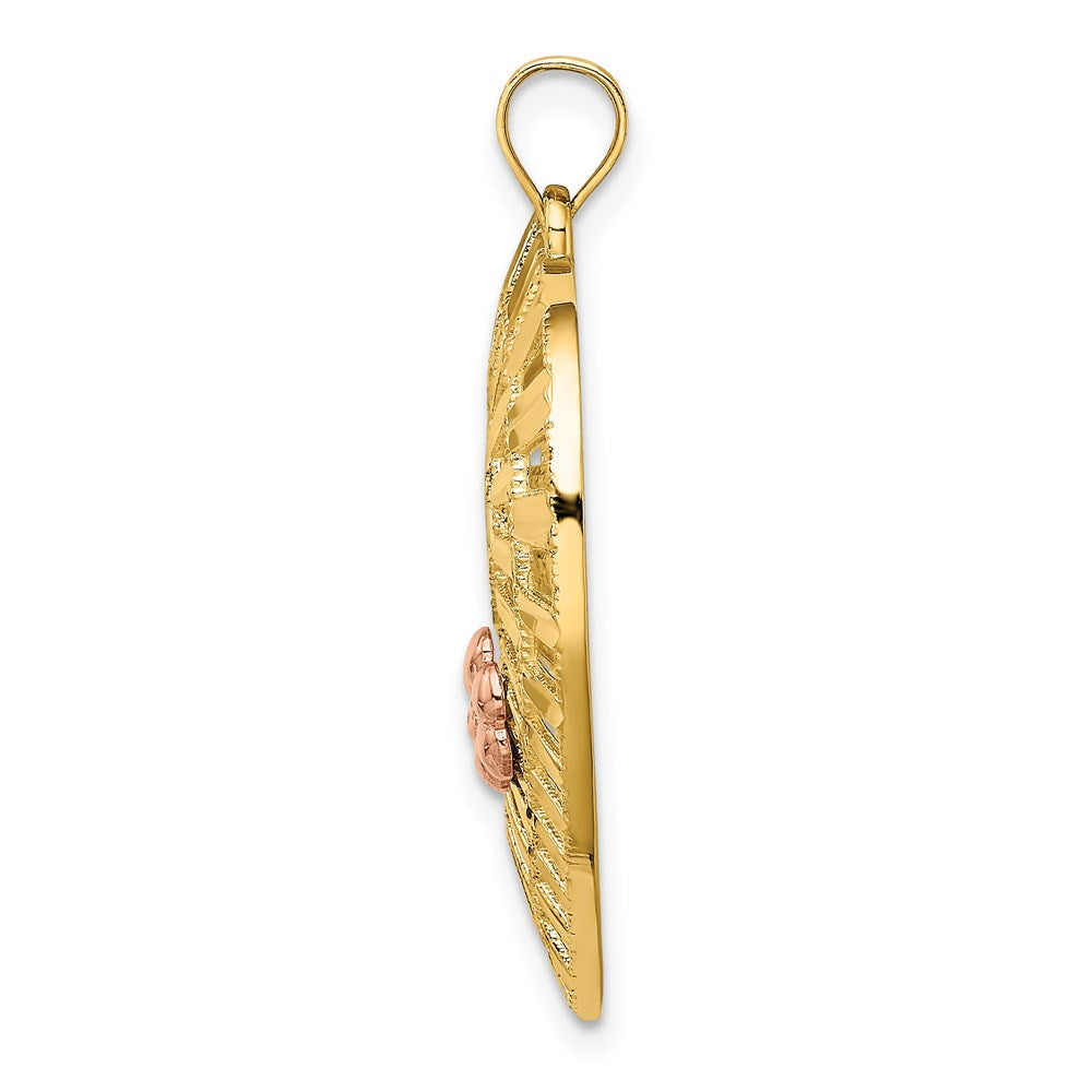 14k Two-tone w/White Rhodium D/C  MOM Heart Charm