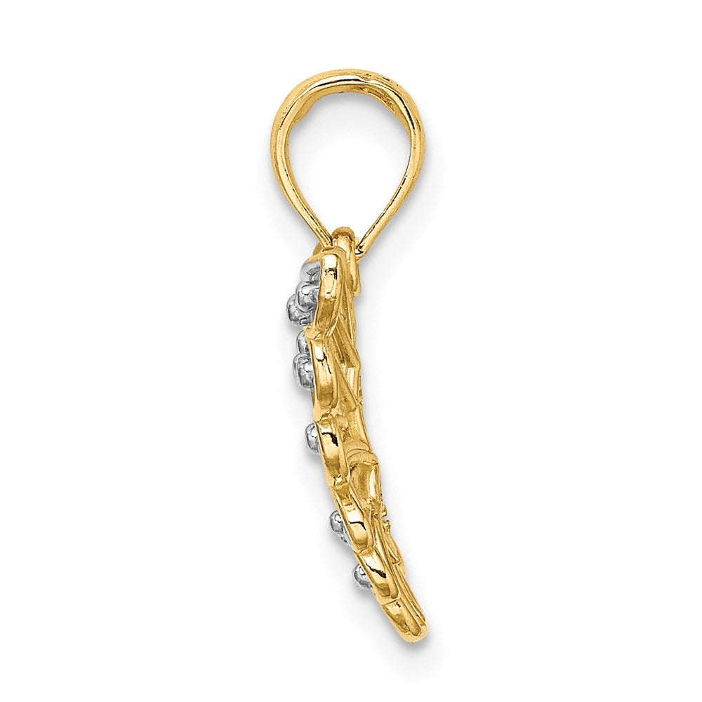 14k and Rhodium Diamond-cut Butterfly Charm