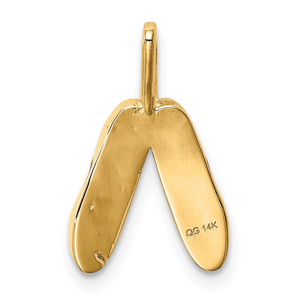 14K Rose Gold Solid Polished 3-D Ballet Slippers Charm