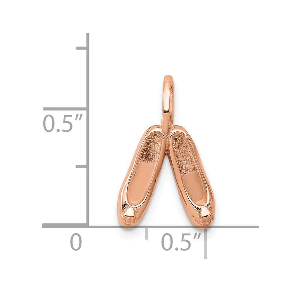 14K Rose Gold Solid Polished 3-D Ballet Slippers Charm