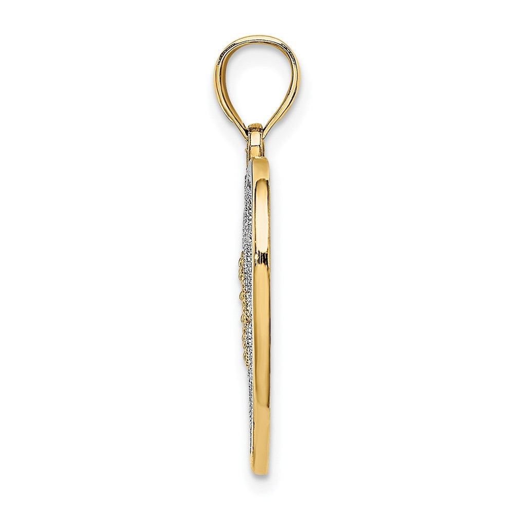 14k w/ Rhodium Filigree Heart Charm