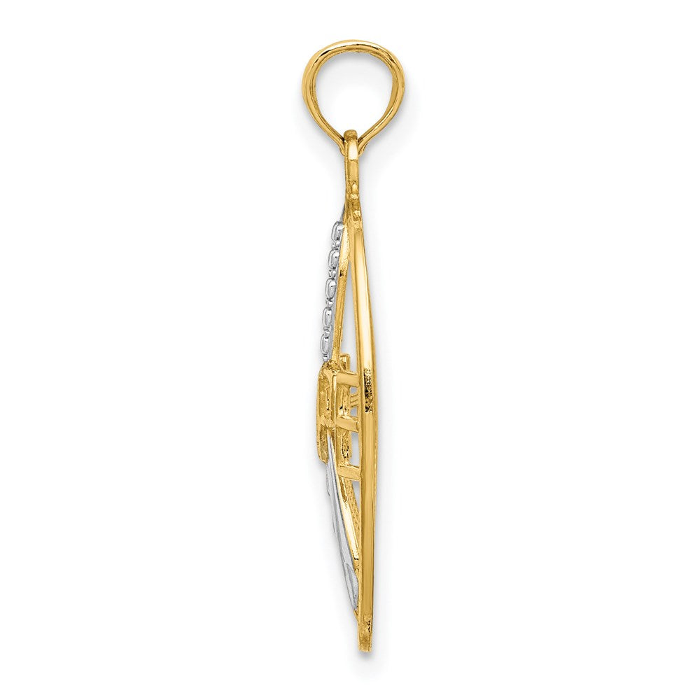 14k w/Rhodium Textured HOPE w/ Ribbon Charm