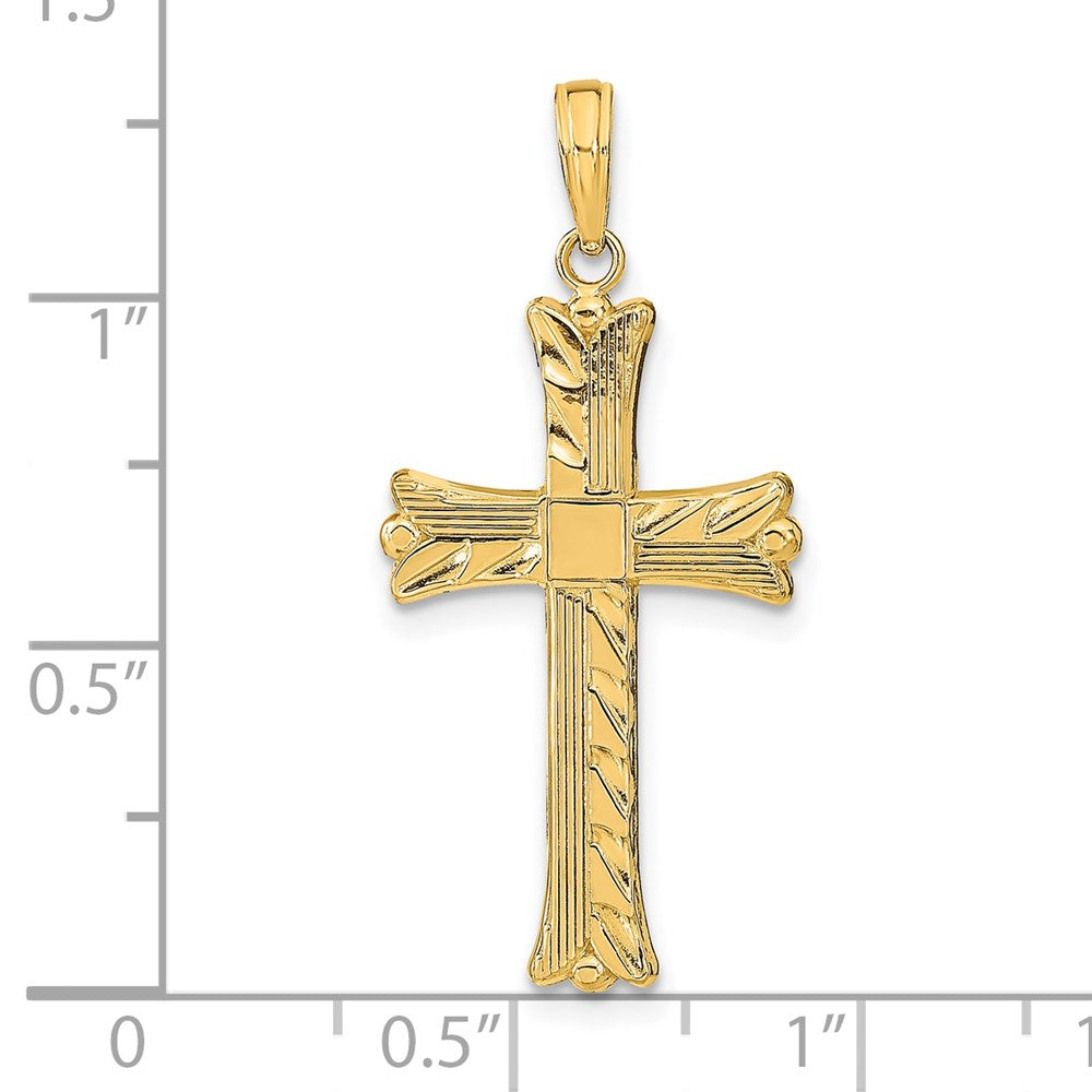 14K Textured w/Square Center Cross Pendant